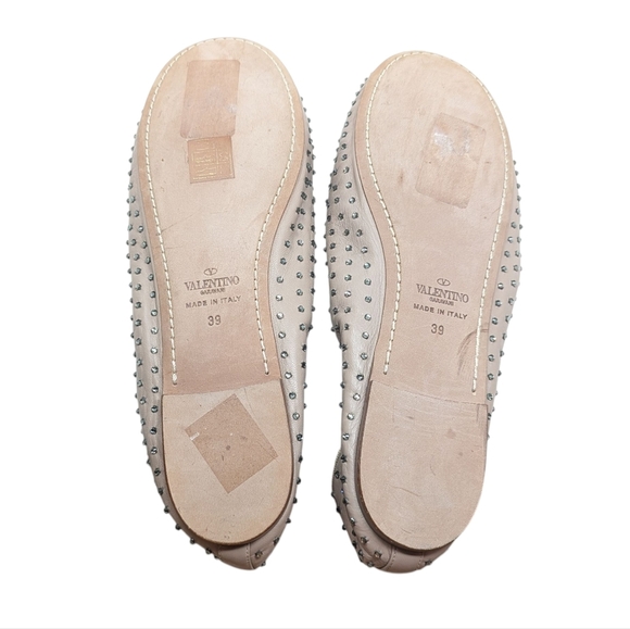 NEW Valentino Garavani Rockstud Crystal Nude Ballet Ballerina Flats Sz EU 39 - Picture 11 of 12